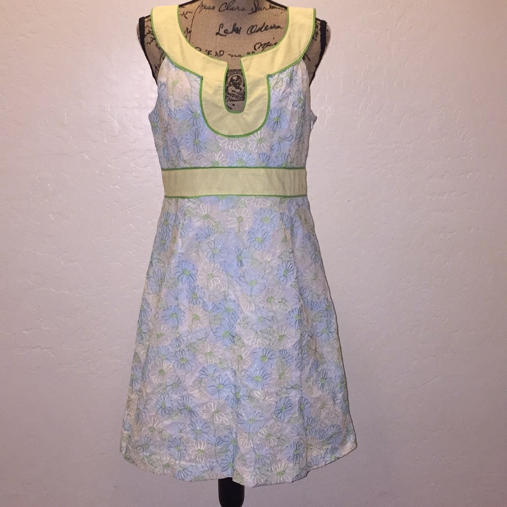 Lilly Pulitzer‎ Floral Sleeveless Dress with Green Accents